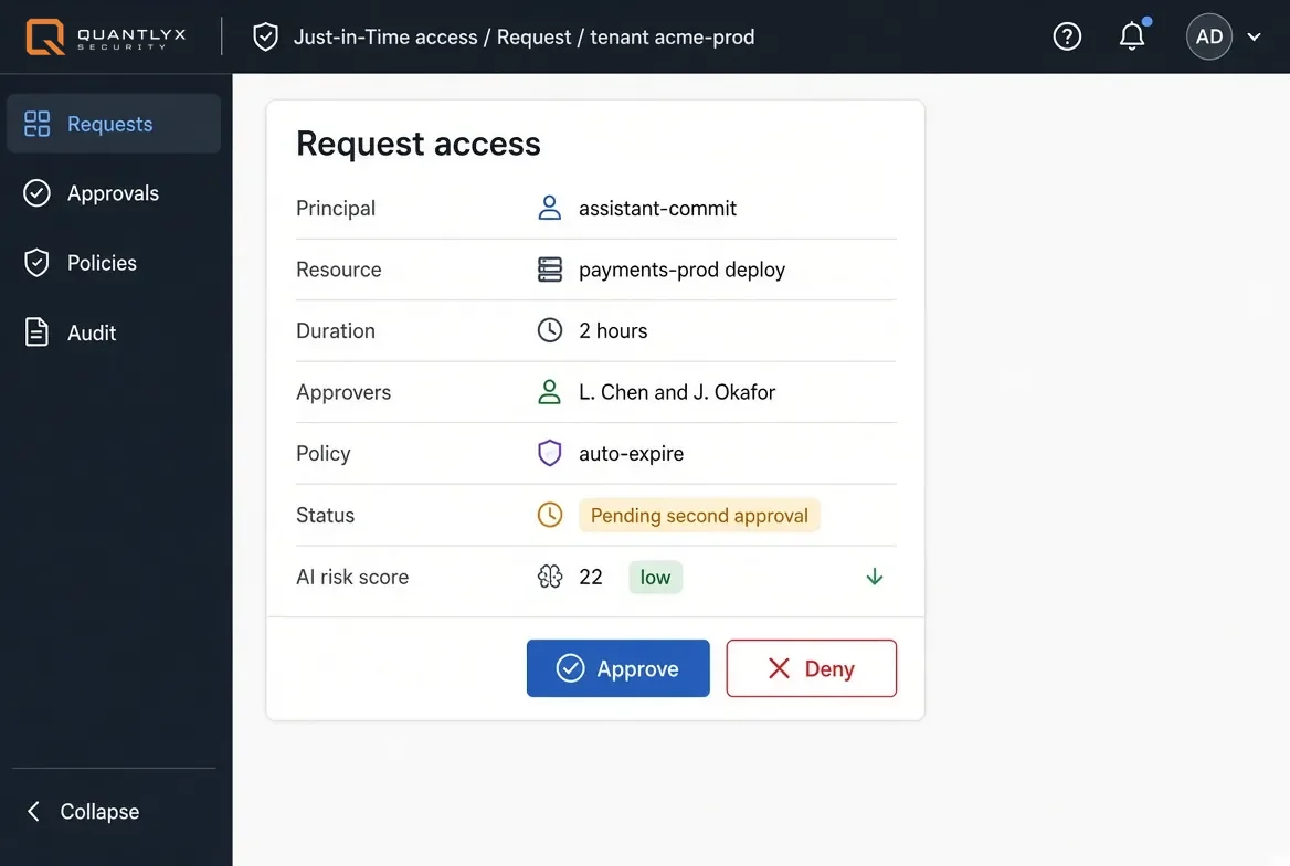 Just-in-Time access request with dual approval